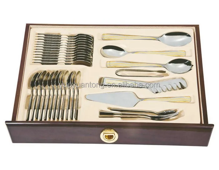 Deluxe Wooden case for 126pcs stainless steel cutlery set tableware set
