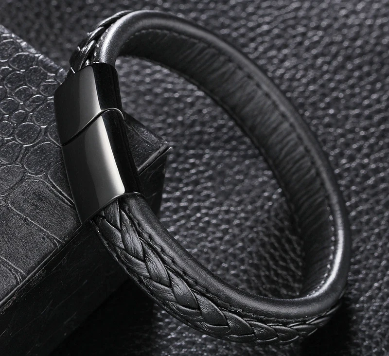 Popular Unisex Brown Leather Bracelet Stitched Plaited Bangle Cuff Jewelry