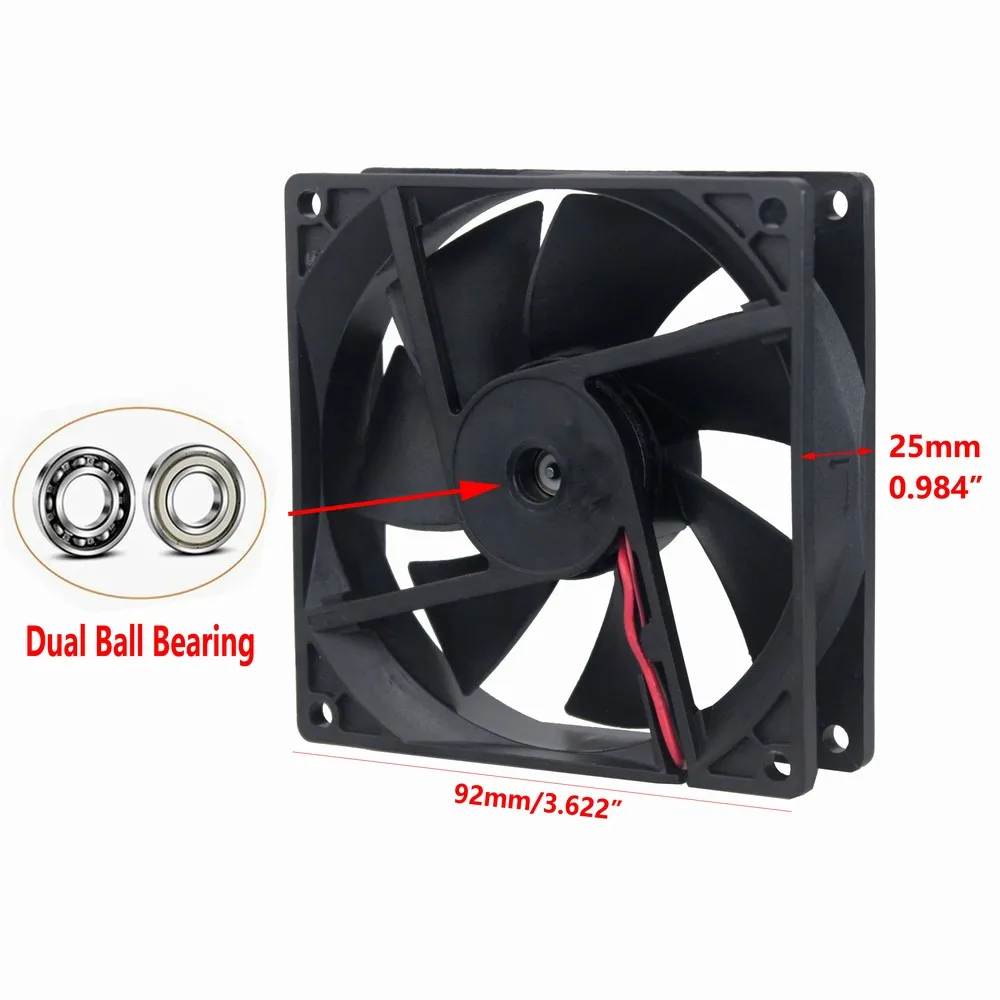Gdstime GDA9225 DC 24V 92x92x25mm 92mm 90mm 9cm Dual Ball Bearing  Axial Exhaust Cooler Brushless Cooling Fan