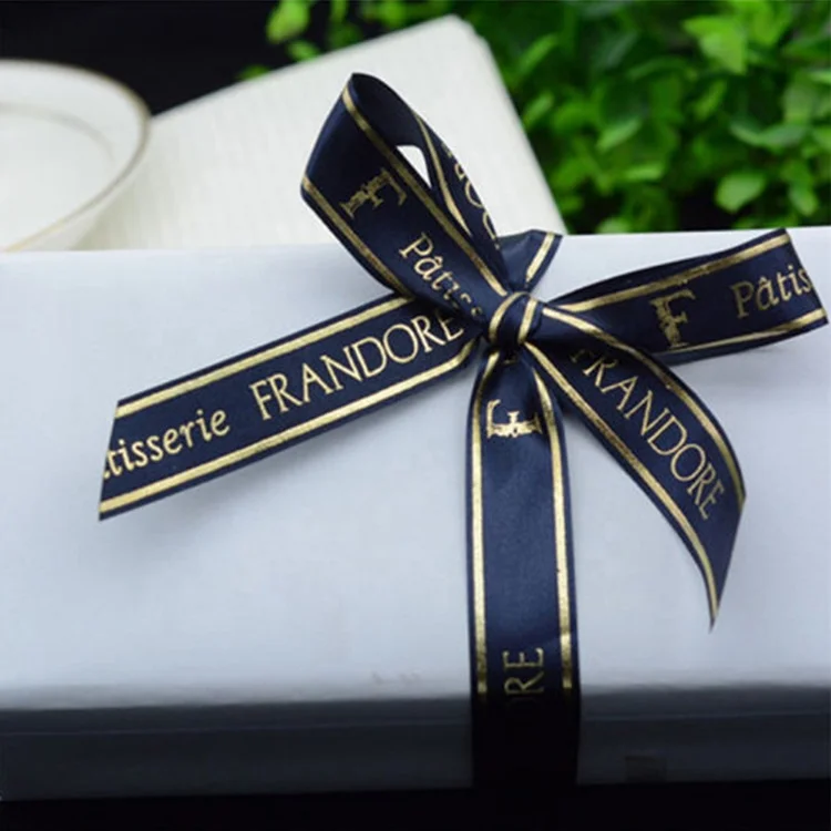 New Design Customized Printed Branding Logo Soft Polyester Silk Satin Ribbon Rolls for Gift Package