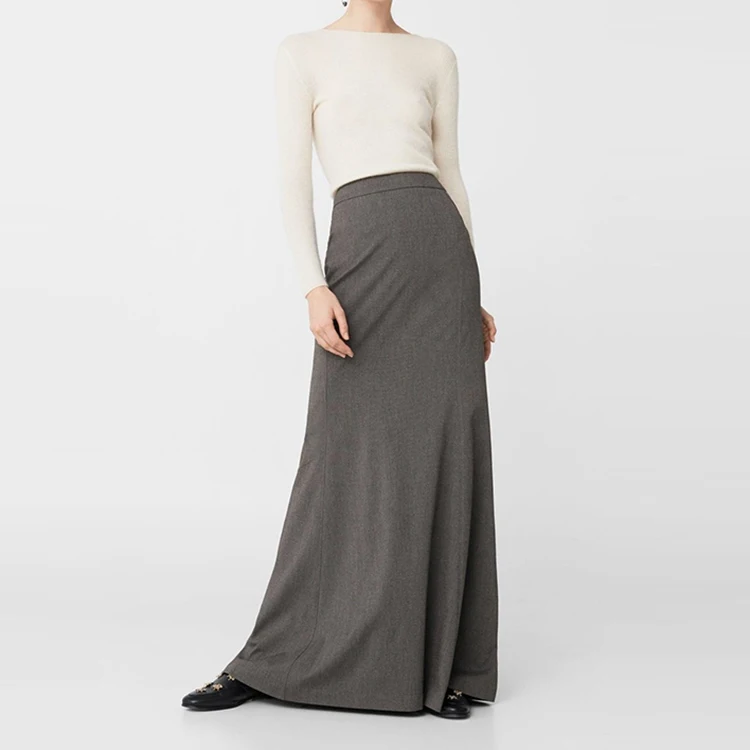 High Waist Flared Long Ribbed Pencil Skirt Chevron Skirt for Women Maxi Fashion Adults Flared Hem Printed 100% Polyester