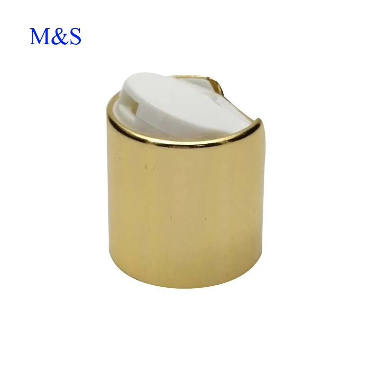 Customized 24 410 shiny gold essential oil bottle screw disc top cap