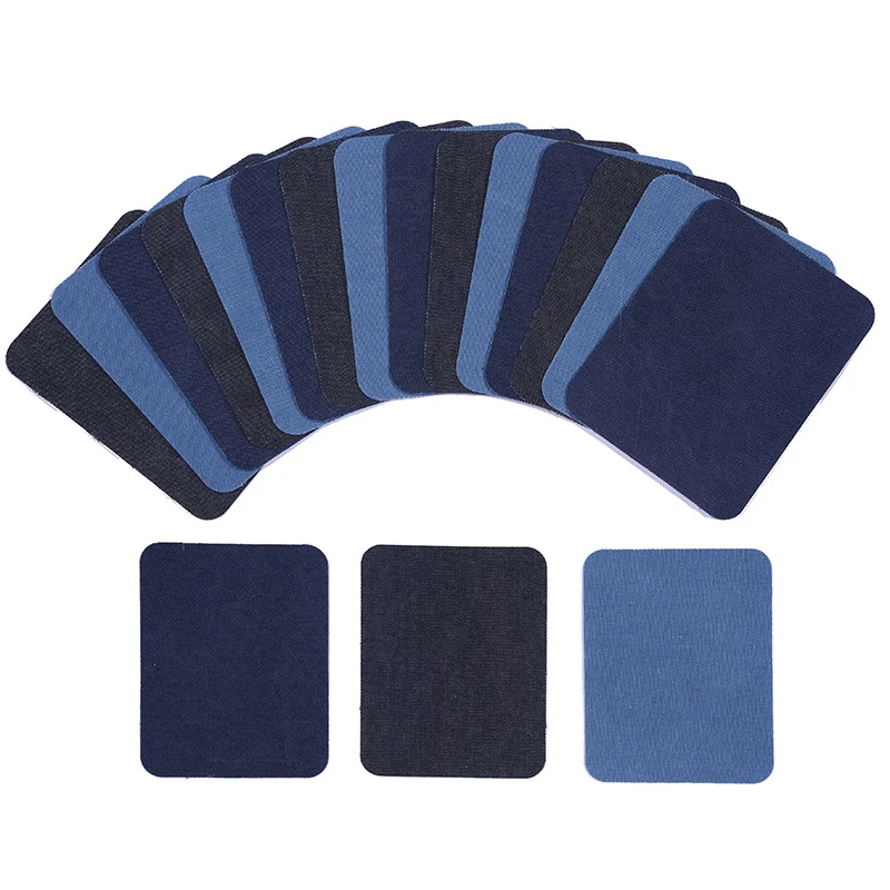 
Denim Patches Heat Transfers Iron On Sew On Repair Jeans Elbow Knee Back Patch For Clothes Stickers Decorative Appliques 