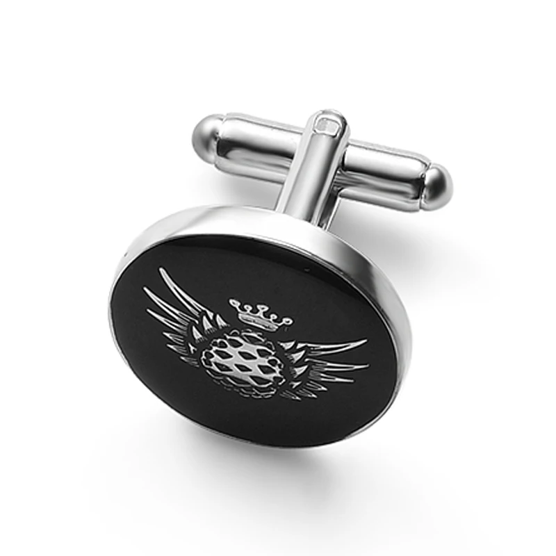 Tie Clip Cufflink Maker Business Mens Shirt Black Custom Logo Metal Enamel Cufflinks