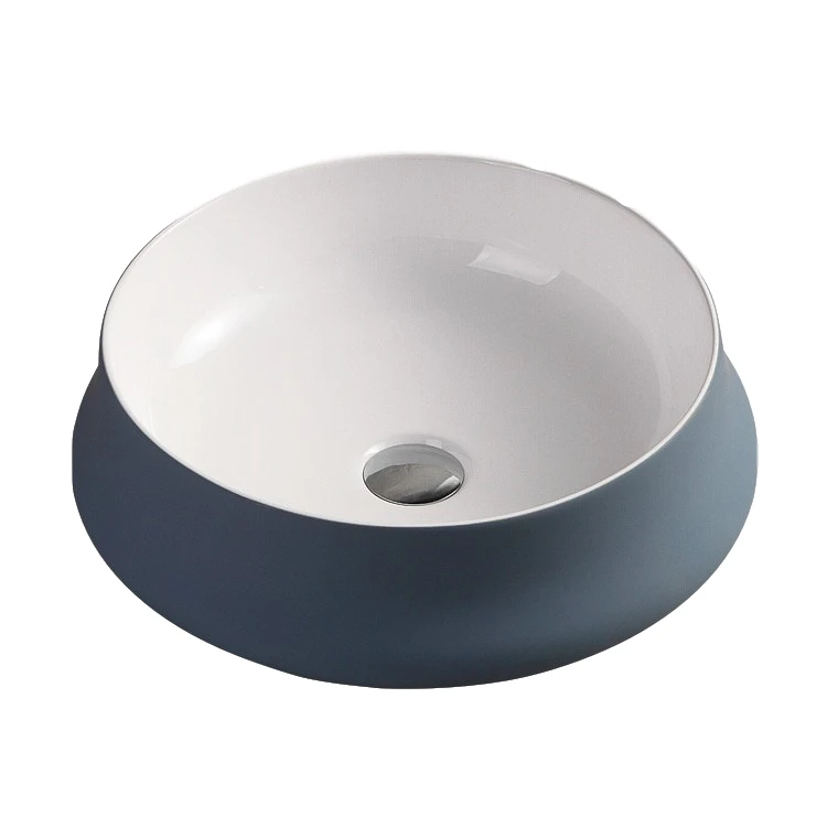 Italian design ceramic lavatory double color wash sink circle porcelain counter top basin