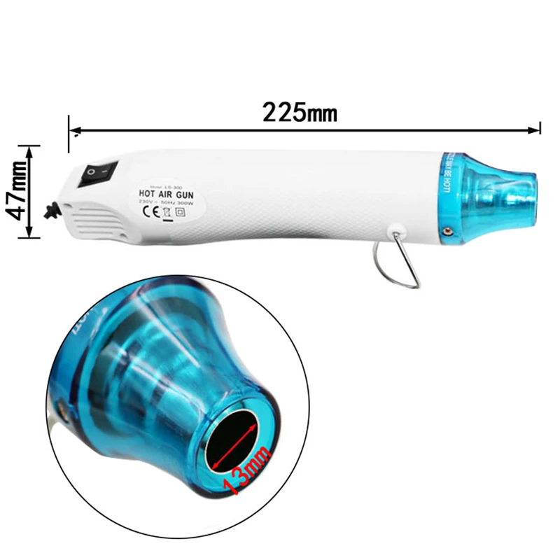 300W Electric Power Tool Heat Gun with Hot Air 200 degree Temperature for Heat Shrink Butt Connector