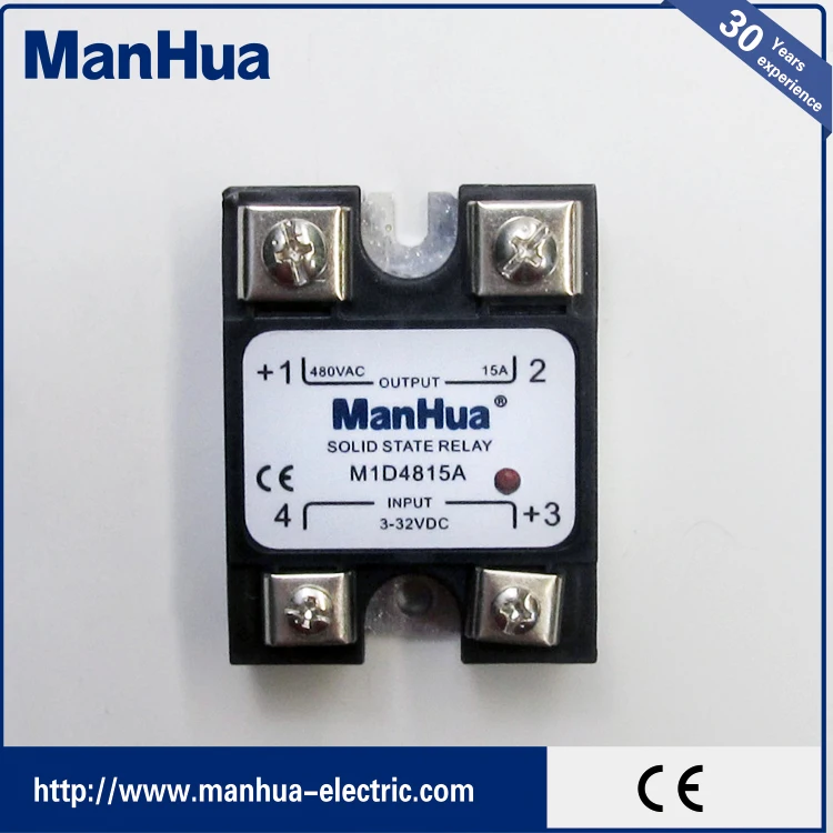 Oem MANHUA однофазный постоянного тока в переменный 3-32VDC к 480VAC 15A черный твердотельные реле / SSR реле с CE