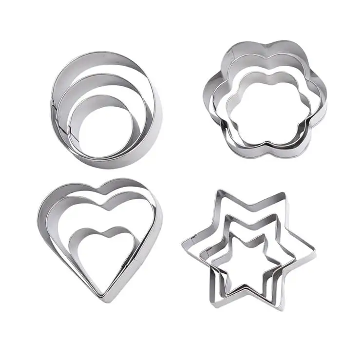 Форма для печенья из нержавеющей стали с круглыми звездами и цветами и сердцем