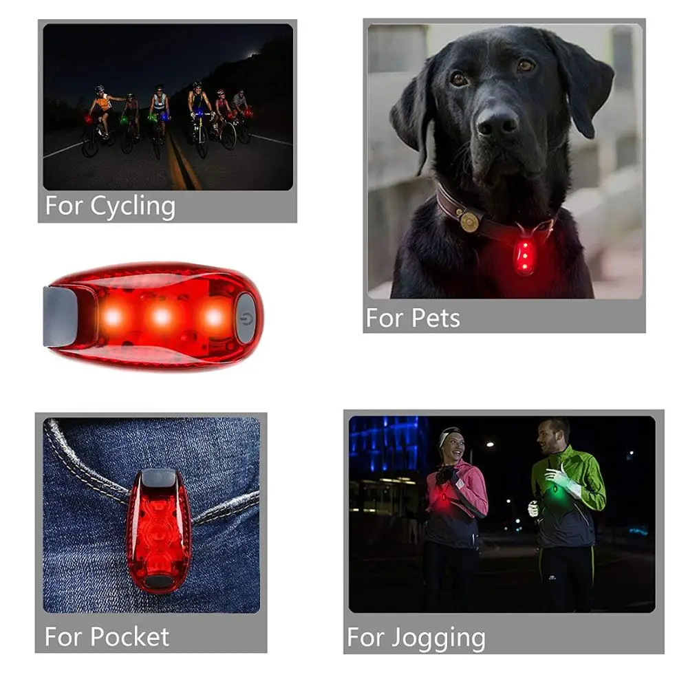 
LED Safety Light Strobe Lights for Daytime Running Walking Bicycle Bike Pet Runner Flashing Warning Clip on Small Reflective Set 