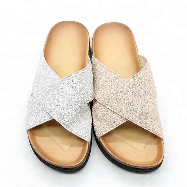 Fancy Bling Bling Upper PVC Slippers Shoes For Women Platform Sandals Ladies Cork Sole Slide Sandals