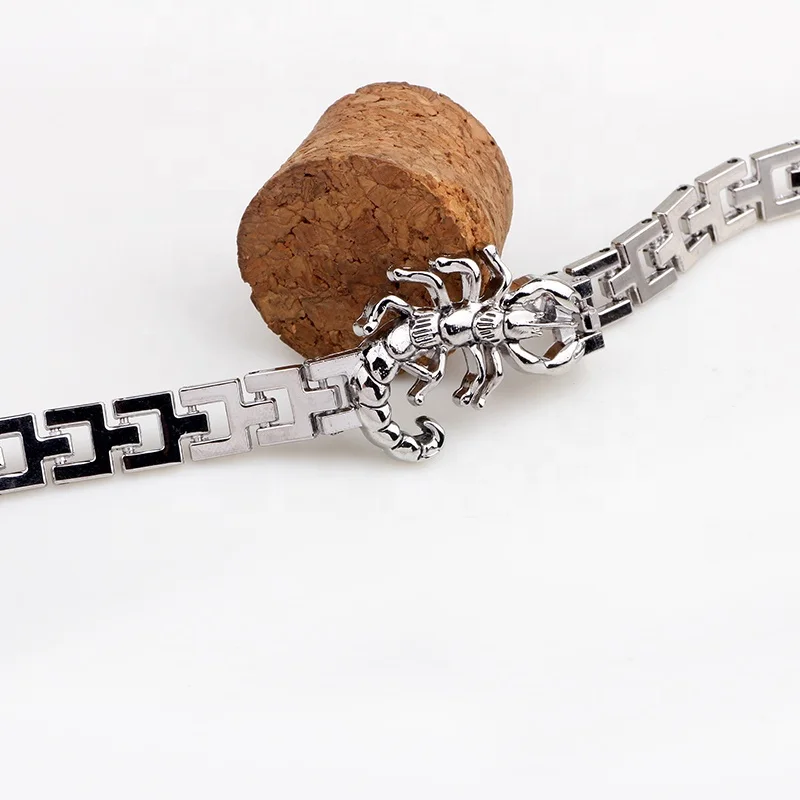 Fashion Men Titanium Chain Link Scorpion Bracelet,metal alloy scorpion charm fashion chain bracelet