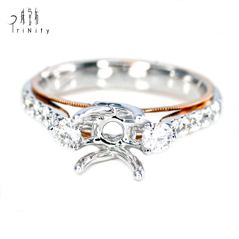 Последние Простой дизайн Современная посуда кольцо Установка Роскошные одноцветное Glog кольцо с бриллиантом для девочек