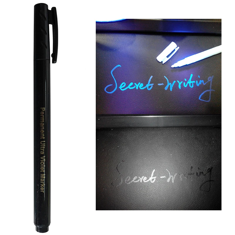Security uv marker pen permant invisible ink pen with keychain uv black light up ink pens