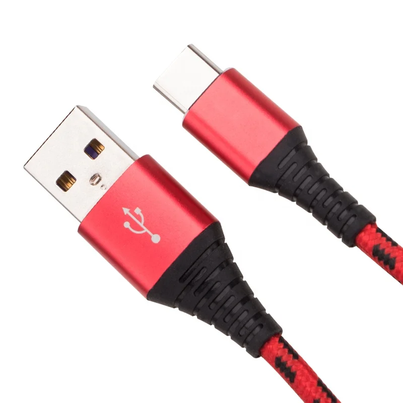 
Metal connector micro usb nylon braided type c cable 
