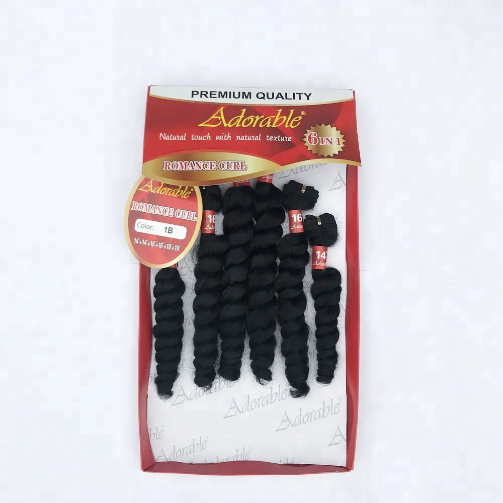 cheap natural color synthetic weave hair packs,synthetic hair bundles in package,romance curl 6pcs loose wave