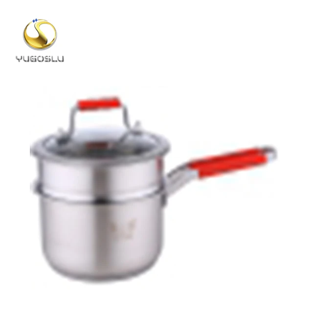Hot Sale  Eco Friendly 16-26cm SS304 Stainless Steel  Milk Pot  Double Wall Steamer Pot With glass lid