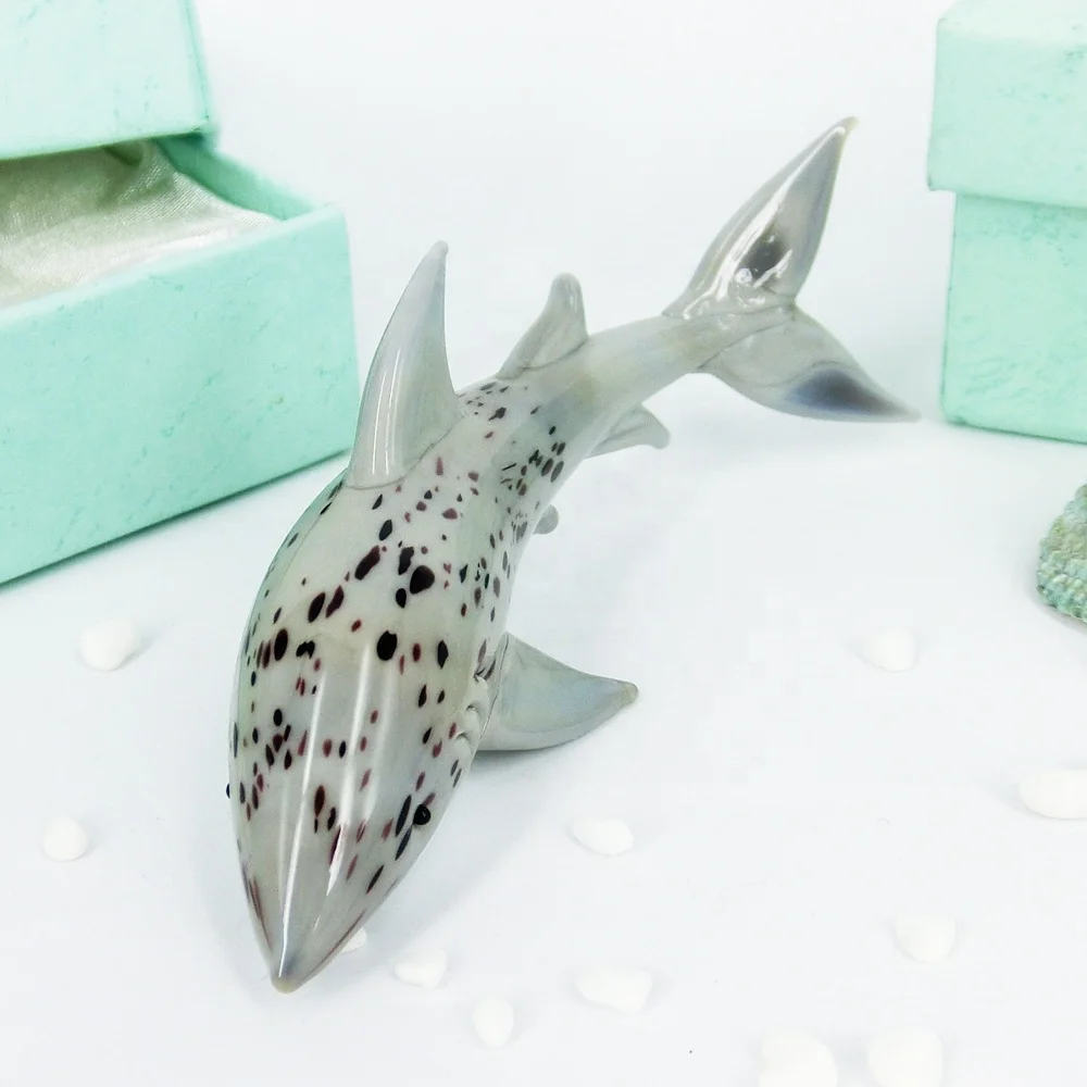 Hand blown sea life miniature shark fish art glass figurines