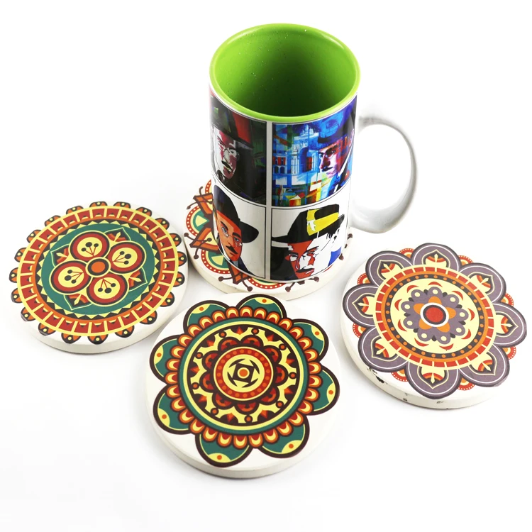 2021 New product unique coaster with cork back custom ceramic coasters for Table Decoration low price supply