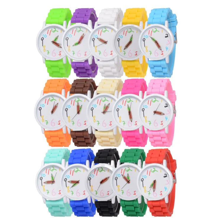 9 Candy Color Silicone Watches Women Students Girls Quartz Sport Wristwatches Clock Hour Fashion Children kids watch
