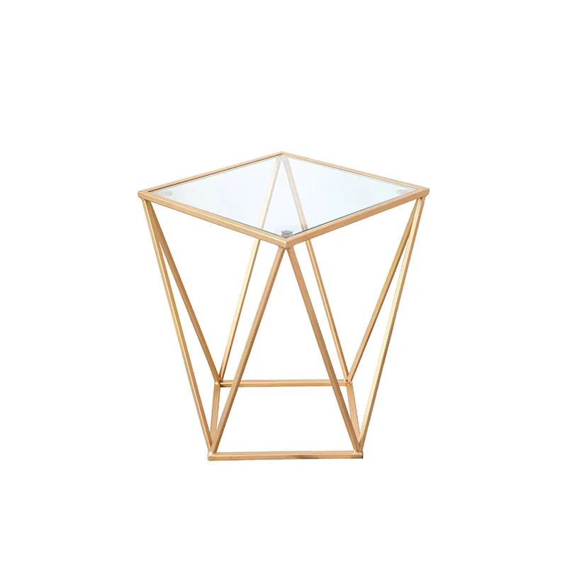 Living room high quality modern black metal glass side table furniture supplier China