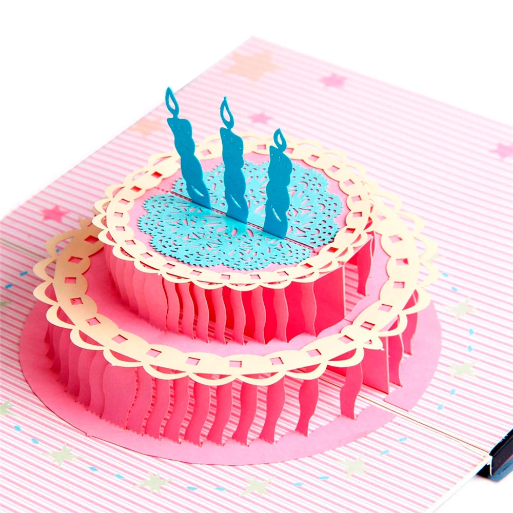 Music 3D Pop Up Birthday Cake Card Musical Greeting Cards Happy Birthday to You