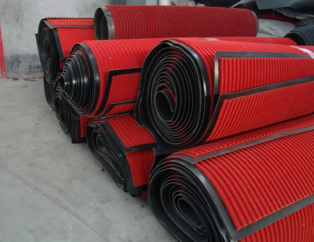 Flooring mat with PVC Vinyle back double stripe carpet manufacturer