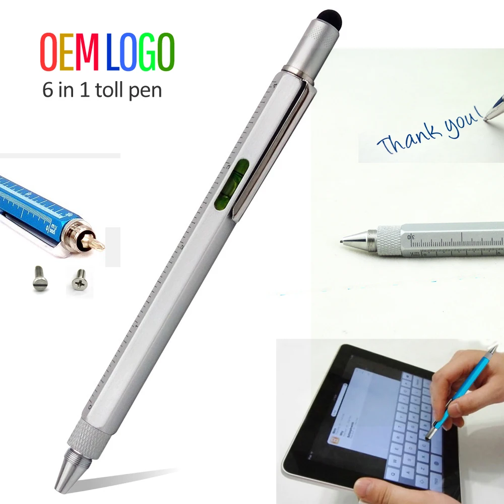 2021 Promotional Gift Metal Multi Tool Pen with Stylus Ballpen Ruler Level Screwdriver Factory Direct