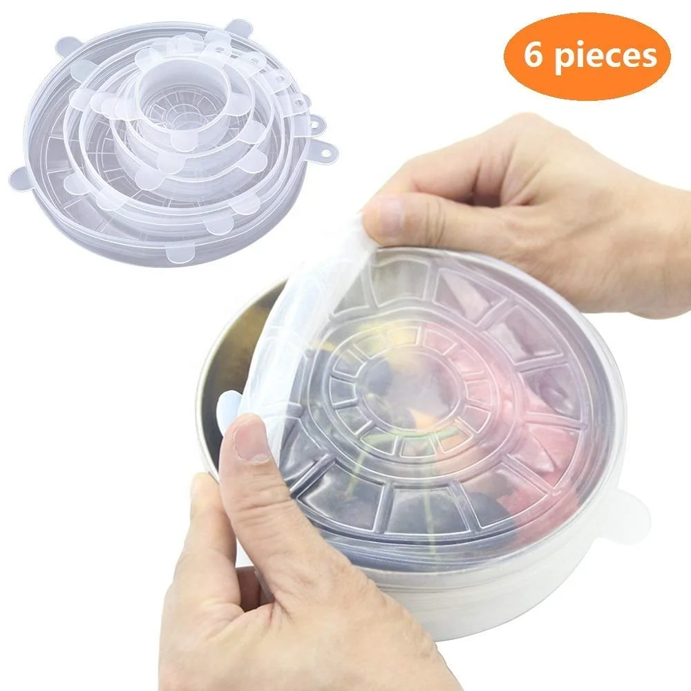 Kitchen Silicone Stretch Lids 6 sizes Set  Reusable Food Wraps Seal Cover