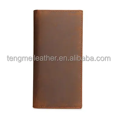 Мужской винтажный Длинный кошелек двойного сложения из натуральной кожи Crazy Horse