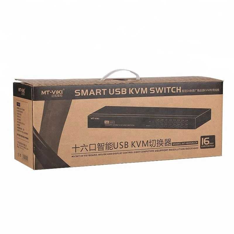 
Remote Control 16 Port Auto Vga Hot Swapping Rackmount Usb2.0 Kvm Switch 