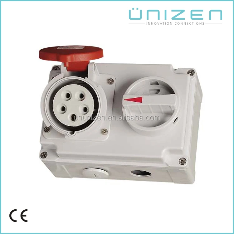 Unizen 5 Pins 400 В 16А IP44 Промышленных Гнездо с Переключателем