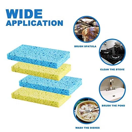 High Quality Cellulose Cleaning Scrub Sponge cellulose sponge kitchen cleaning Multifunctional Dishwashing Sponges