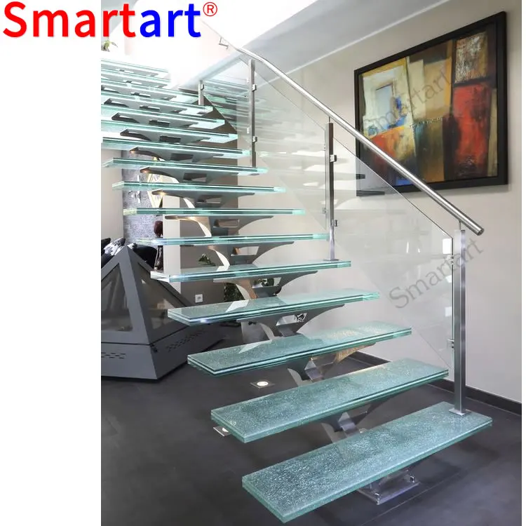 Smartart 2022  Indoor tempered glass circular staircase /outdoor fiberglass stair steps lowes