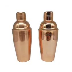 stainless steel custom logo shaker bottle copper plated cocktail shaker