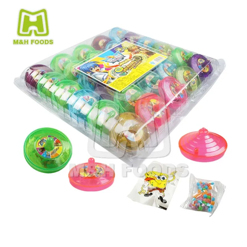 Chinese King Battle Plastic Spinning Top Candy Gyro Toys Candy with Sticker