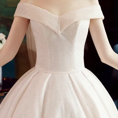 
Ball Gown Wedding Dresses 2019 Princess Off the Shoulder Sequins Shinny Saudi Arabic Bridal Gowns With Lace up Back 