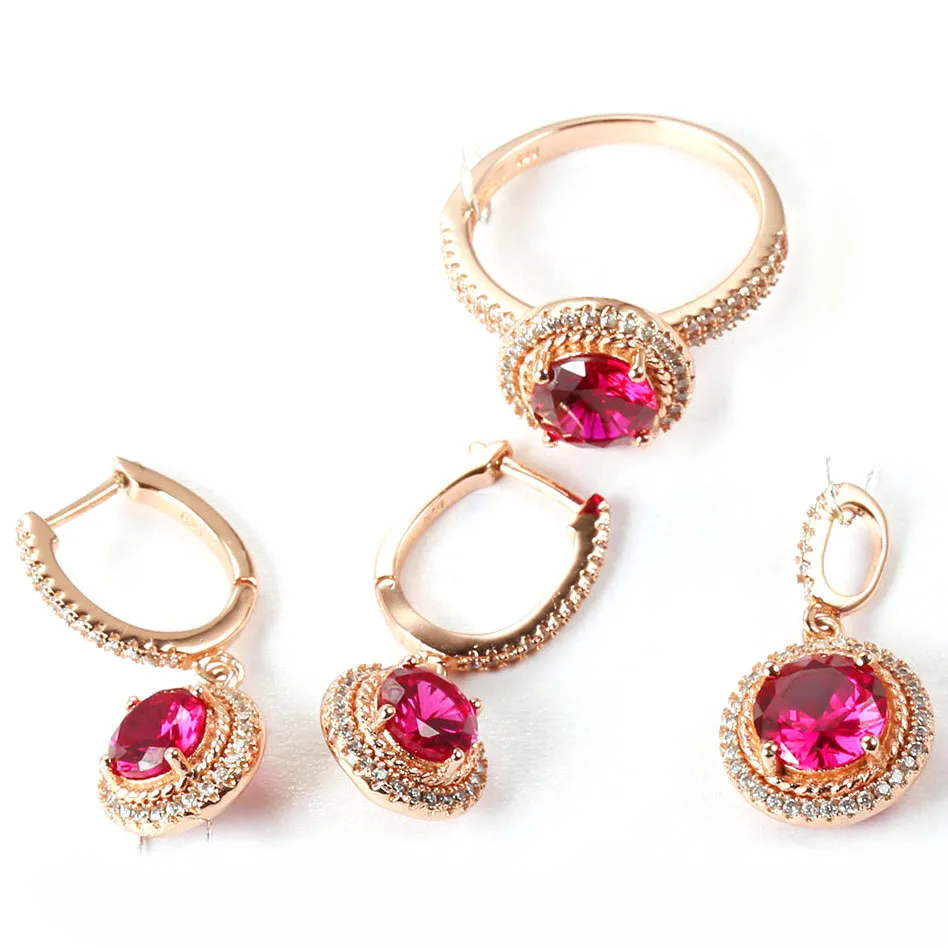 Ruby wedding jewelry set beautiful ruby bridal jewelry set 925 silver jewelry set ring necklace earrings