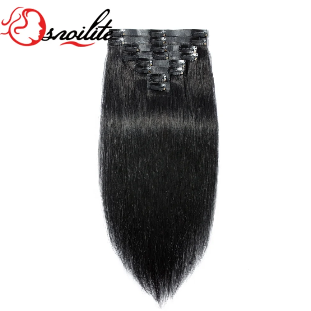 Full head 8pieces set 100% Remy human pu skin weft seamless clip in hair extensions
