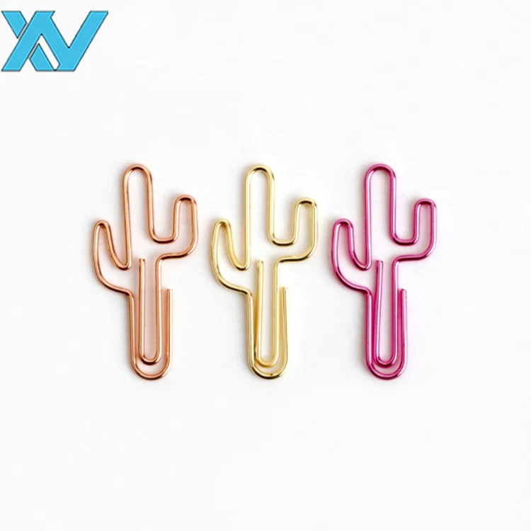 Зажим для бумаги в форме кактуса золотистого/розового цвета