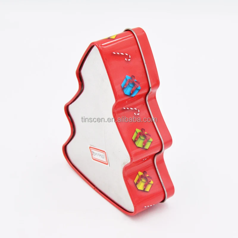 Christmas tree shaped gift tin box for children