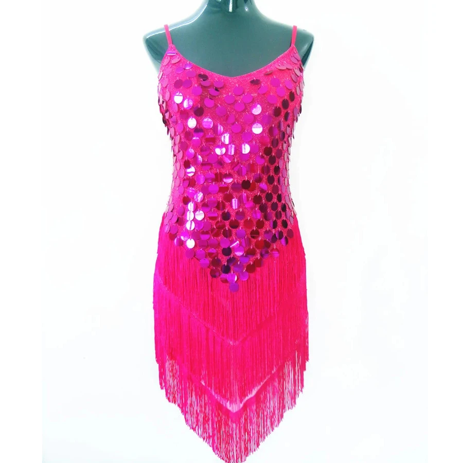 2019 Discount Hot Sale Sleeveless Stage Red Tassels Sequins Adult Dance Wear