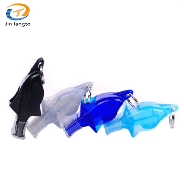 popular wholesale Dolphin Shaped funny Safetyplastic toy Whistle Dolphin Training Whistle with Lanyard