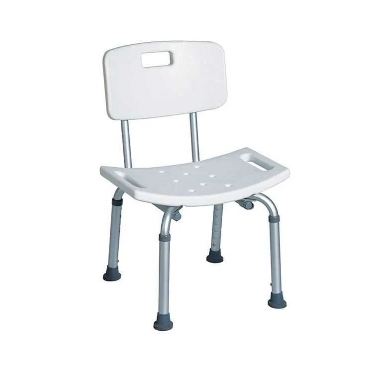 Белый алюминиевый регулируемый по высоте стул для ванной комнаты, стул для ванной комнаты для пожилых людей и инвалидов