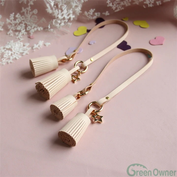Wholesale pure genuine leather handmade tassel key ring, leather tassels for handbag, wholesale tassels