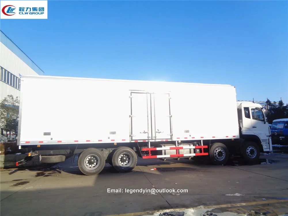 2018 Dongfeng LHD RHD 8x4 12 wheeler 20tons flower heavy duty refrigerated van truck -18 freezer truck for sale