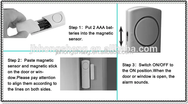 Wireless door and window sensor security alarm bulgar portable alarm with magnetic