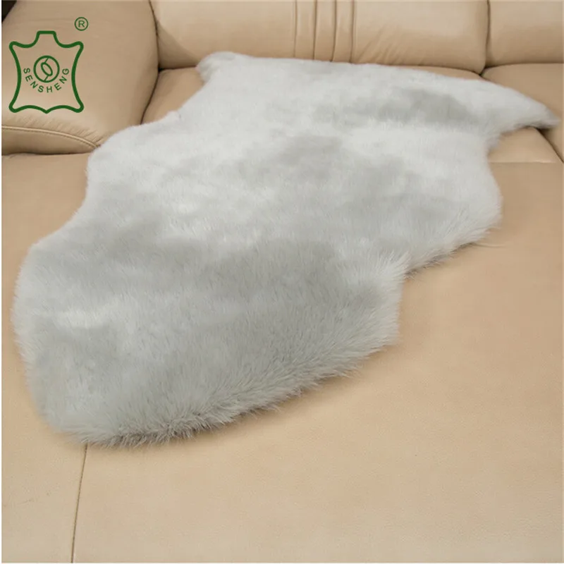 Home Use Anti-slip Soft Fluffy Area Rug White Faux Fur Sheepskin Carpet