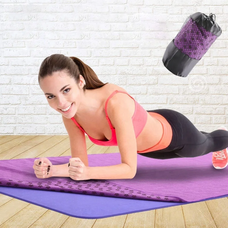 
Wholesale Microfiber Yoga Towel Non Slip Silicon Dot, Absorbent Eco Friendly Yoga Mat Towel Custom Print 
