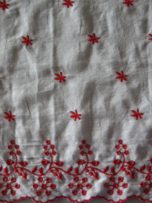 The Best Selling 100% Cotton Voile Hoop French Border Lace Yarn Dye Eyelet Embroidery Fabric