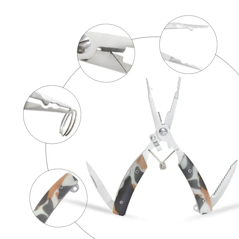 Wholesale product new arrival  stainless steel fishing pliers fishing tools scissors with camouflage handle